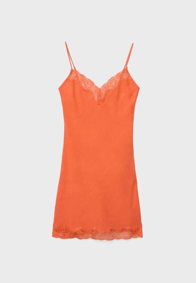 Rochie scurtă din dantelă rustică Rochie scurtă din dantelă rustică