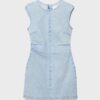 Rochie scurtă din denim cu strasuri