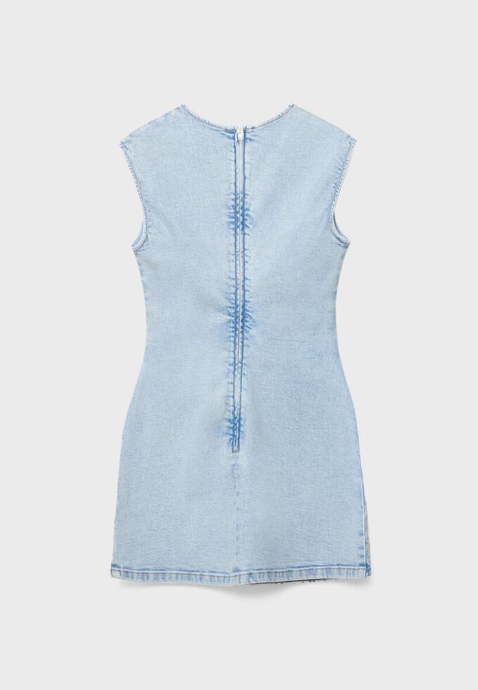 Rochie scurtă din denim cu strasuri