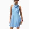 Rochie scurtă din satin cu gât halter