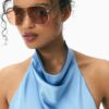 Rochie scurtă din satin cu gât halter