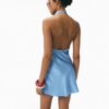 Rochie scurtă din satin cu gât halter