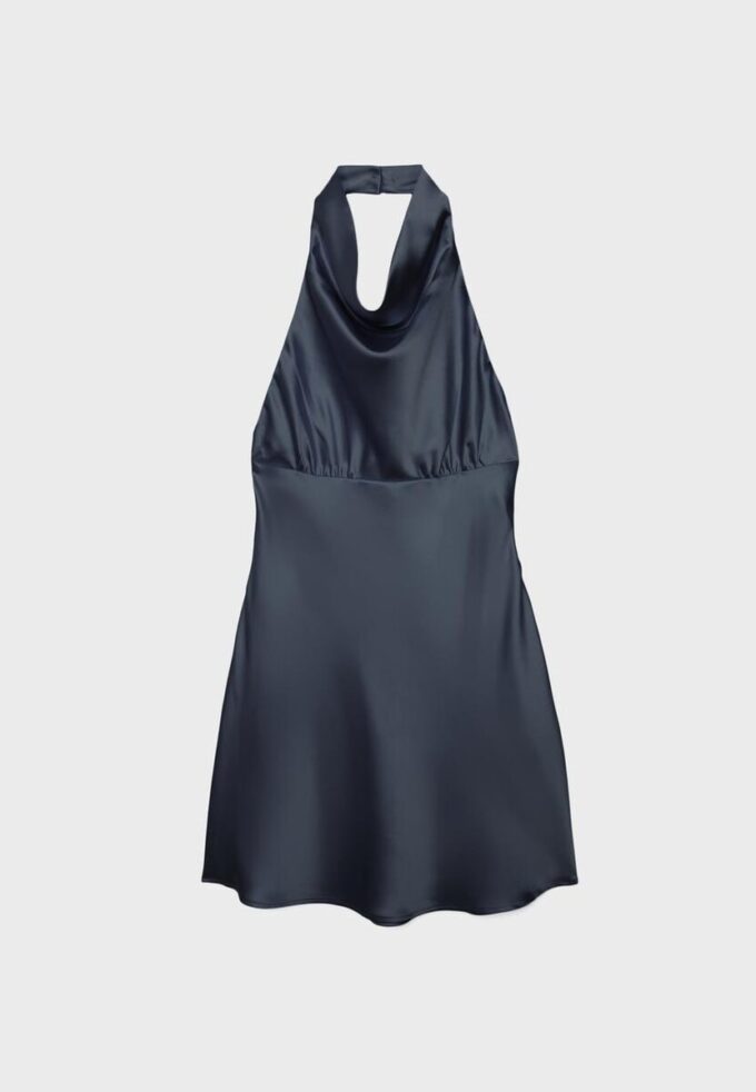 Rochie scurtă din satin cu gât halter Rochie scurtă din satin cu gât halter