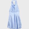 Rochie scurtă din satin cu gât halter