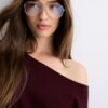 Rochie scurtă din tricot cu guler barcă Rochie scurtă din tricot cu guler barcă