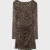Rochie scurtă din tul cu imprimeuri