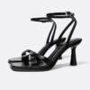 Sandale negre cu toc