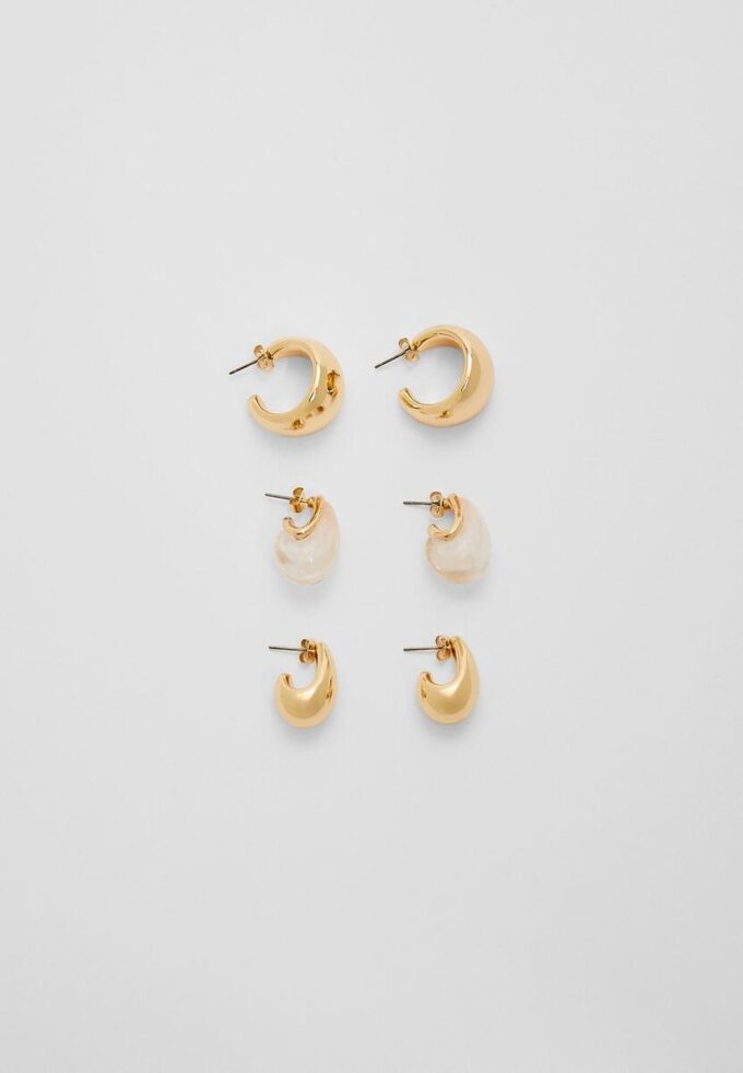 Set de 3 perechi de mini-cercei voluminoși