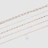 Set de 5 coliere cu pandantive cu pietre roz