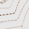 Set de 5 coliere cu pandantive cu pietre roz