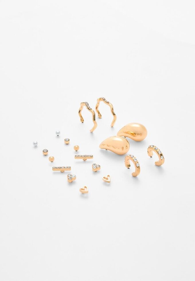 Set de 9 perechi de cercei mini în formă de lacrimă