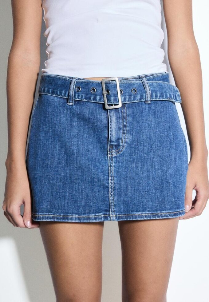 Skort din denim cu curea Skort din denim cu curea