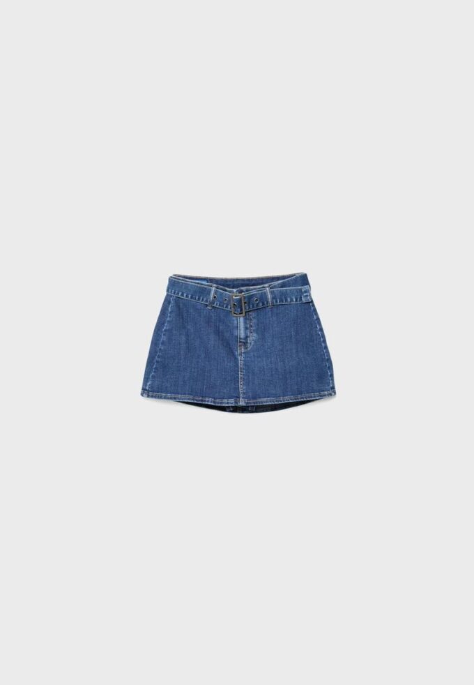 Skort din denim cu curea Skort din denim cu curea