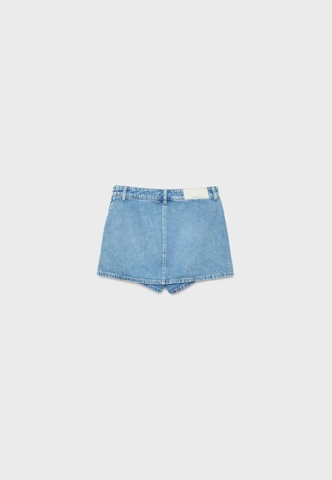 Skort din denim cu încrucișare Skort din denim cu încrucișare