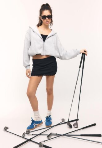 Skort mini cu bordură din dantelă Skort mini cu bordură din dantelă