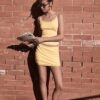 Skort mini cu bordură din dantelă Skort mini cu bordură din dantelă