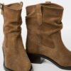 Slouchy ghete din piele de cowboy cu talpă joasă