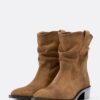 Slouchy ghete din piele de cowboy cu talpă joasă