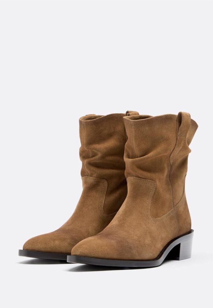 Slouchy ghete din piele de cowboy cu talpă joasă