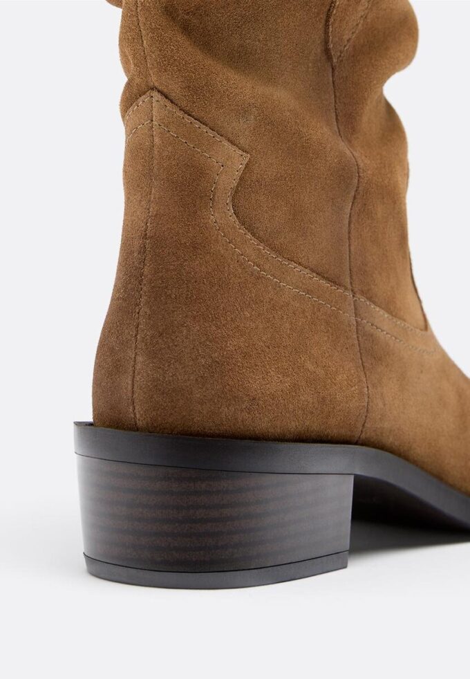 Slouchy ghete din piele de cowboy cu talpă joasă