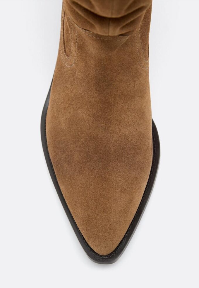 Slouchy ghete din piele de cowboy cu talpă joasă