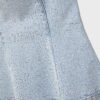 Top bustieră din denim strălucitor