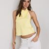 Top cu gât halter cu efect de satin Top cu gât halter cu efect de satin