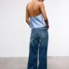 Top cu gât halter cu efect de satin Top cu gât halter cu efect de satin