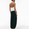 Top cu gât halter cu efect de satin