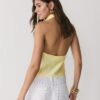Top cu gât halter cu efect de satin Top cu gât halter cu efect de satin