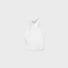 Top cu gât halter cu efect de satin