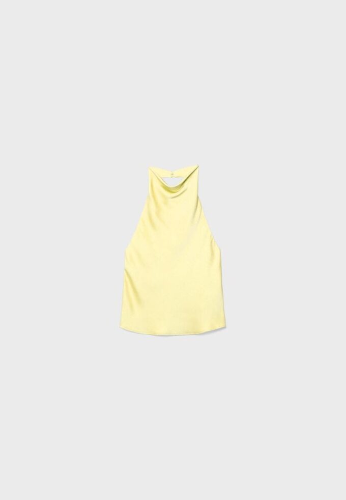 Top cu gât halter cu efect de satin Top cu gât halter cu efect de satin