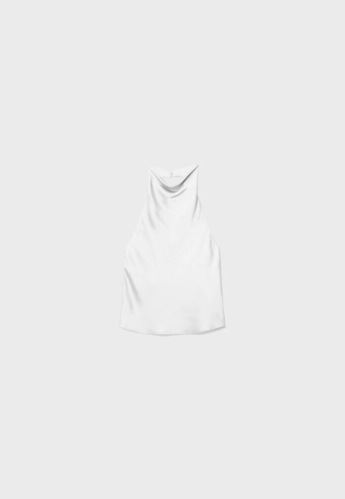 Top cu gât halter cu efect de satin