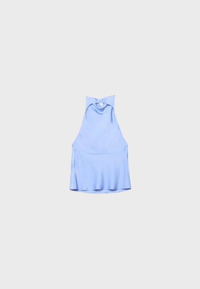 Top cu gât halter cu efect de satin Top cu gât halter cu efect de satin