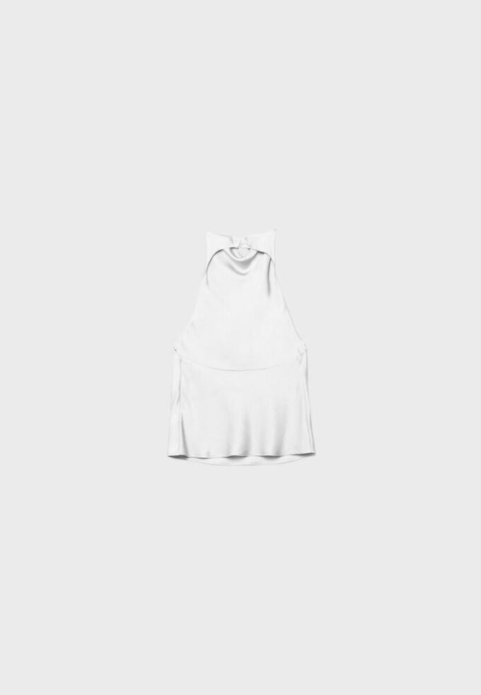 Top cu gât halter cu efect de satin