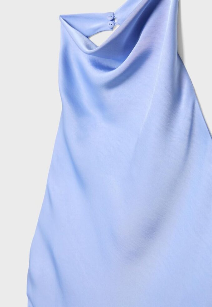 Top cu gât halter cu efect de satin Top cu gât halter cu efect de satin