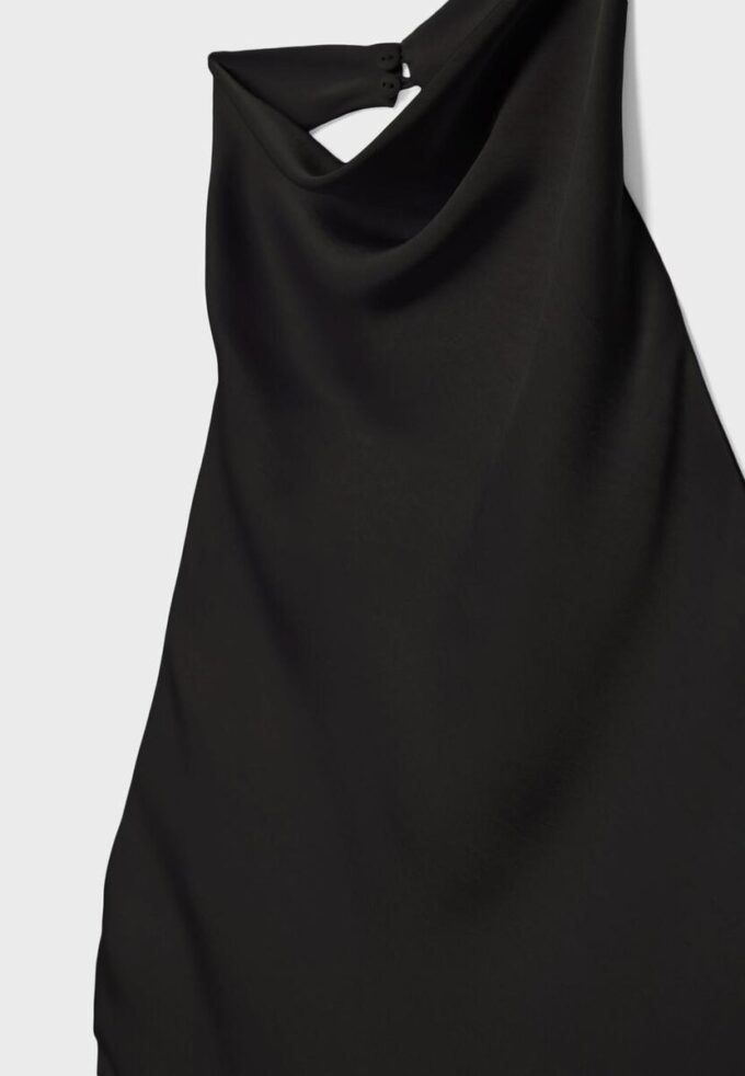 Top cu gât halter cu efect de satin Top cu gât halter cu efect de satin
