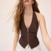 Top cu gât halter din bengalină Top cu gât halter din bengalină