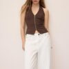 Top cu gât halter din bengalină Top cu gât halter din bengalină