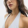 Top cu gât halter din bengalină Top cu gât halter din bengalină