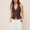 Top cu gât halter din bengalină Top cu gât halter din bengalină