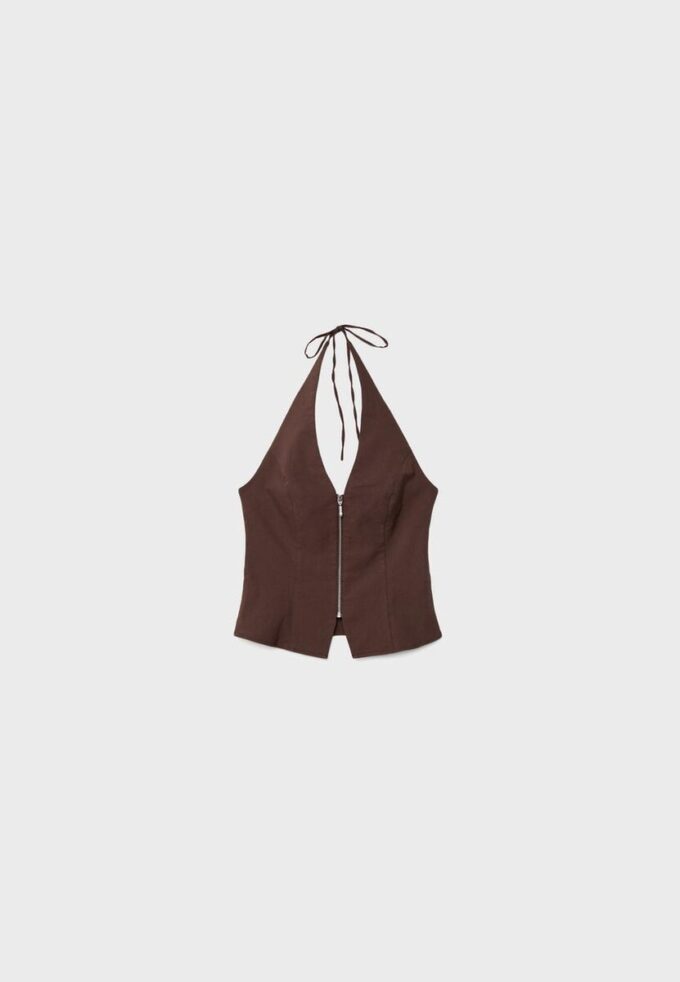 Top cu gât halter din bengalină Top cu gât halter din bengalină