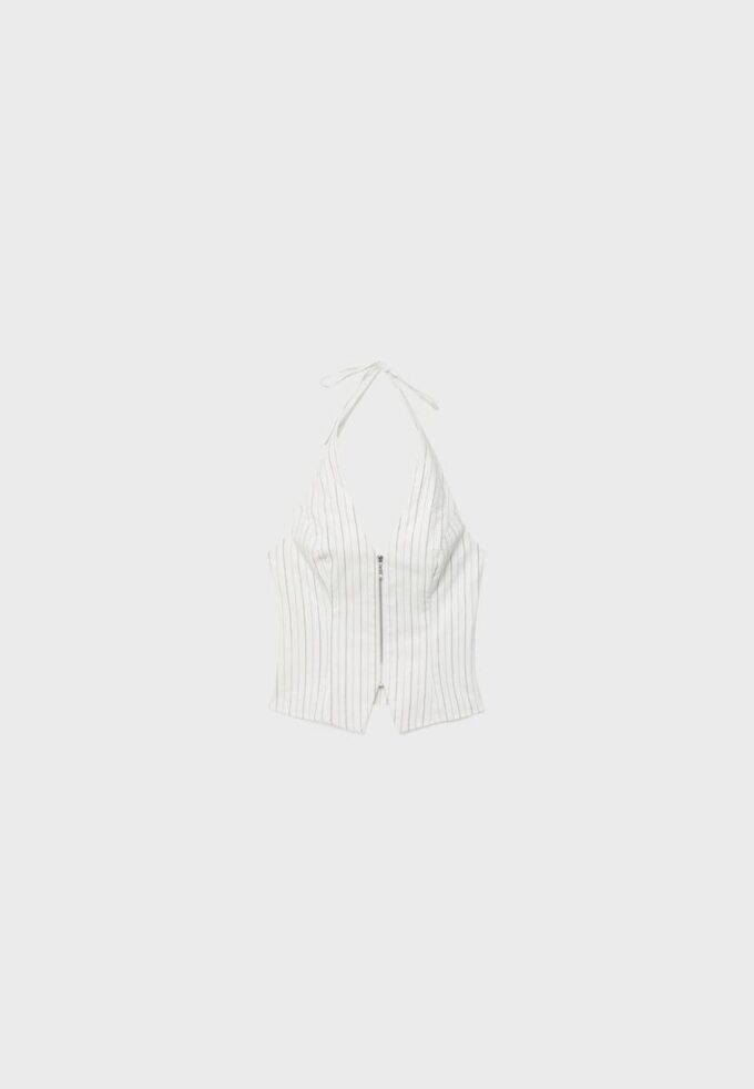 Top cu gât halter din bengalină Top cu gât halter din bengalină