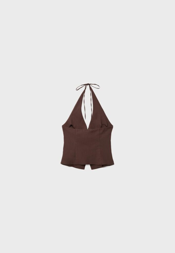 Top cu gât halter din bengalină Top cu gât halter din bengalină