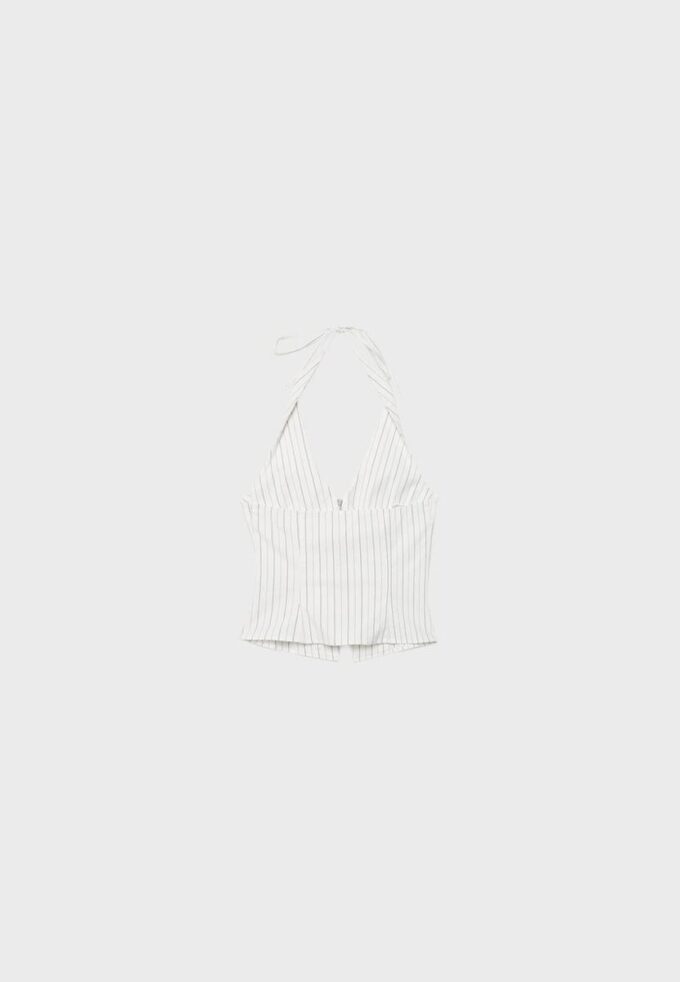 Top cu gât halter din bengalină Top cu gât halter din bengalină