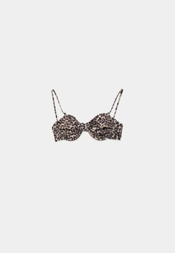 Top de bikini balconet cu imprimeu animalier Top de bikini balconet cu imprimeu animalier