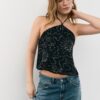 Top halter brodat