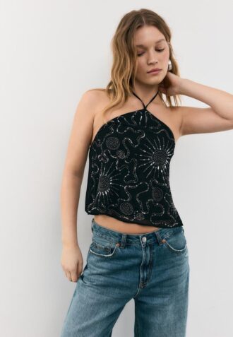 Top halter brodat