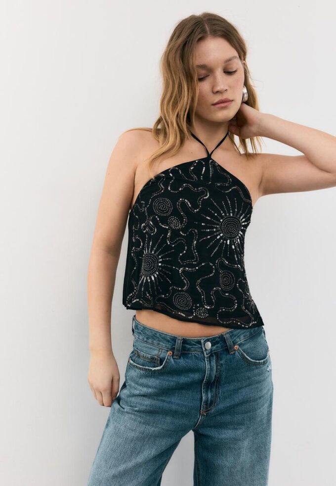 Top halter brodat