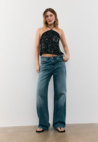 Top halter brodat